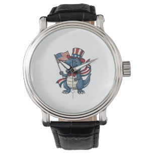Patriotic Dinosaur Vintage Vector Shirt Design_1 Watch