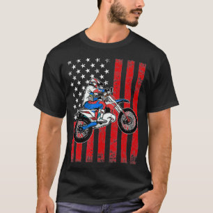 Patriotic Dirty Bike Distressed American Flag MX T-Shirt