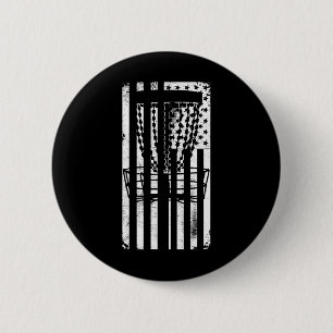 Patriotic Disc Golf American Flag Distressed  2 Inch Round Button