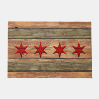 Patriotic Distressed Chicago Flag Doormat