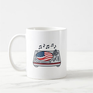 Patriotic DJ Turntable Music Vintage Shirt Design_ Coffee Mug