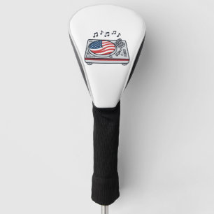 Patriotic DJ Turntable Music Vintage Shirt Design_ Golf Head Cover