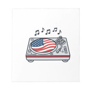 Patriotic DJ Turntable Music Vintage Shirt Design_ Notepad