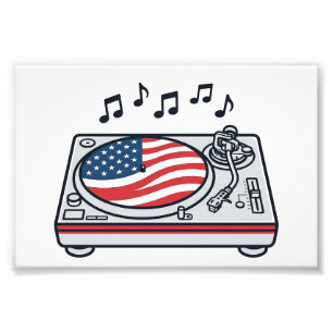 Patriotic DJ Turntable Music Vintage Shirt Design_ Photo Print