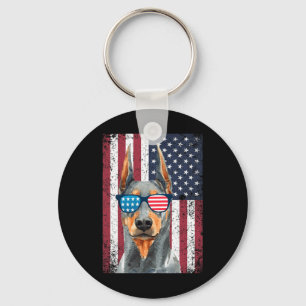 Patriotic Doberman Pinscher 4th Of July Usa Americ Keychain