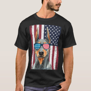 Patriotic Doberman Pinscher Usa Distressed Flag T-Shirt
