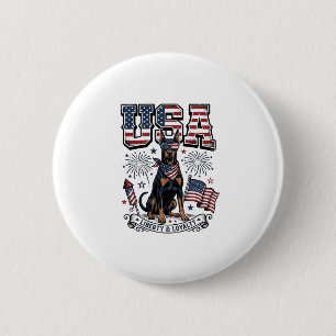 Patriotic Doberman USA Vintage Engraving Shirt Des 2 Inch Round Button