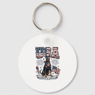 Patriotic Doberman USA Vintage Engraving Shirt Des Keychain