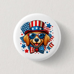 Patriotic Dog 4th of July-62791 1 Inch Round Button