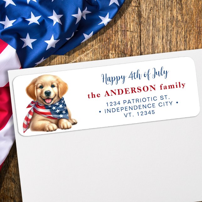 Patriotic Dog 4th Of July USA Return Address (Creator Uploaded)