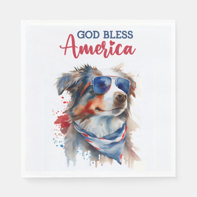 Patriotic Dog-Australian Shepherd Napkin (Front)