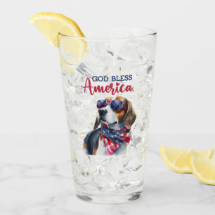 Patriotic Dog-Beagle Glass