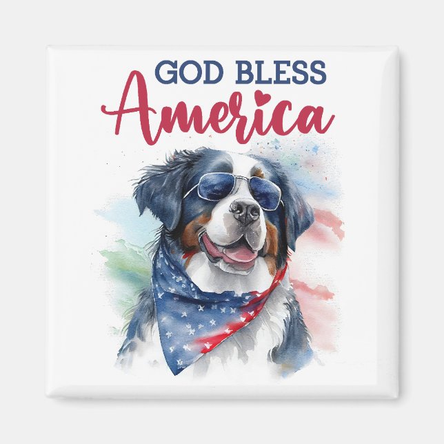 Patriotic Dog- Bernese  Magnet (Front)
