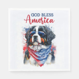 Patriotic Dog-Bernese Napkin