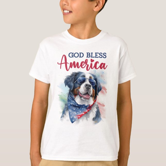 Patriotic Dog-Bernese T-Shirt (Front)