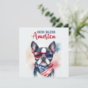 Patriotic Dog-Boston Terrier 4th of July Card