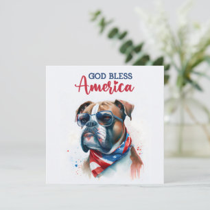Patriotic Dog-Boxer 4th of July Card