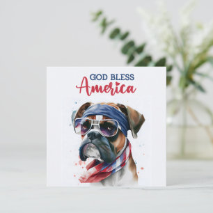 Patriotic Dog-Boxer 4th of July Card