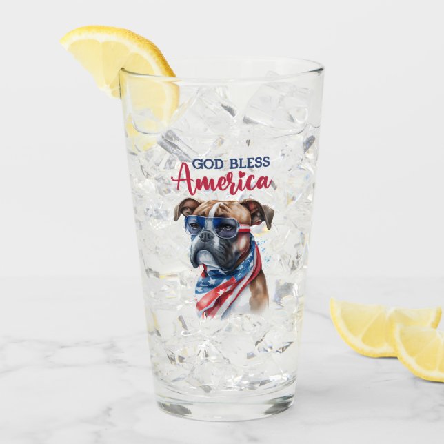 Patriotic Dog-Boxer Glass (Front Ice)