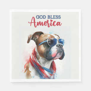 Patriotic Dog-Boxer Napkin