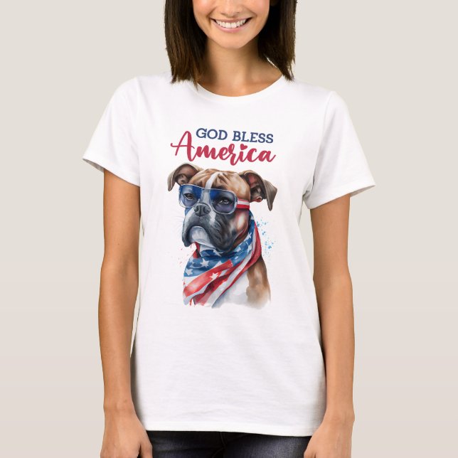 Patriotic Dog-Boxer T-Shirt (Front)