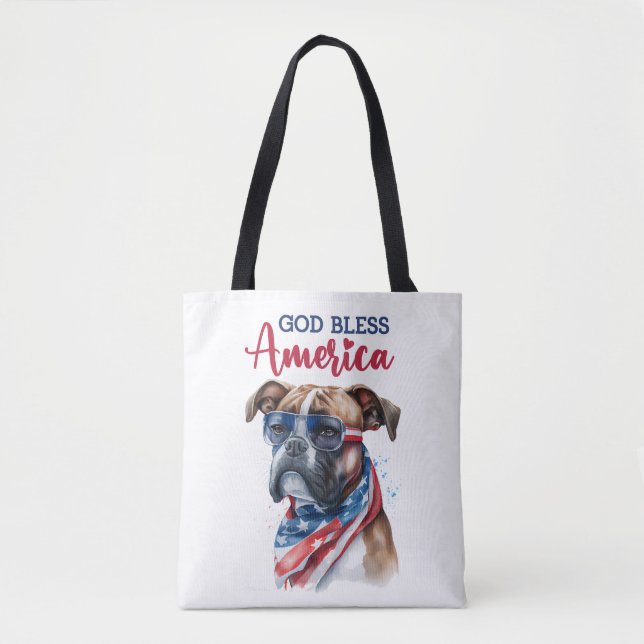 Patriotic Dog-Boxer Tote Bag (Front)