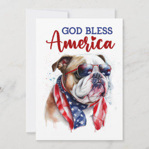Patriotic Dog- Bulldog 4th of July Card