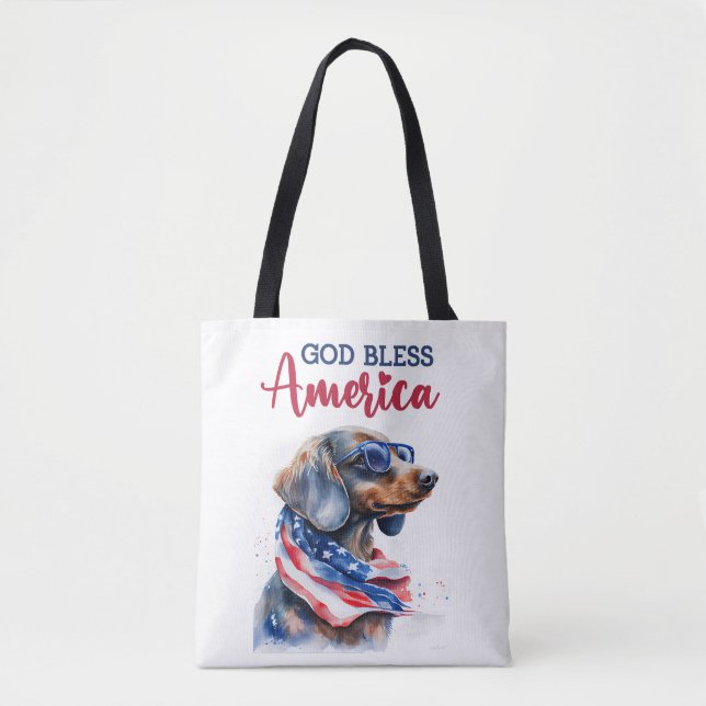 Patriotic Dog-Dachshund Tote Bag (Front)