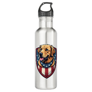 Patriotic Dog Dad Golden Retriever Engraving Shirt 710 Ml Water Bottle