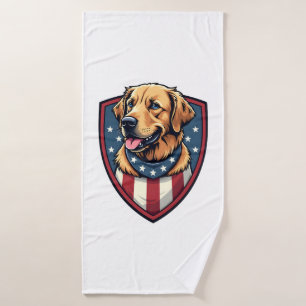 Patriotic Dog Dad Golden Retriever Engraving Shirt Bath Towel