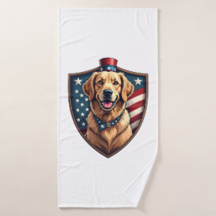 Patriotic Dog Dad Golden Retriever Engraving Shirt Bath Towel