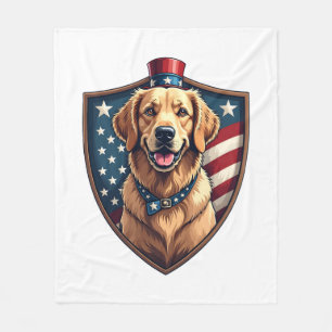 Patriotic Dog Dad Golden Retriever Engraving Shirt Fleece Blanket