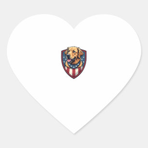 Patriotic Dog Dad Golden Retriever Engraving Shirt Heart Sticker