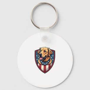 Patriotic Dog Dad Golden Retriever Engraving Shirt Keychain