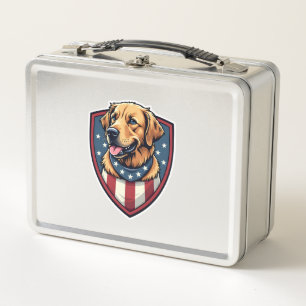 Patriotic Dog Dad Golden Retriever Engraving Shirt Metal Lunch Box