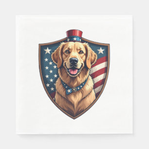 Patriotic Dog Dad Golden Retriever Engraving Shirt Napkin