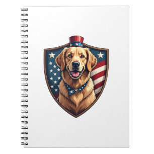 Patriotic Dog Dad Golden Retriever Engraving Shirt Notebook