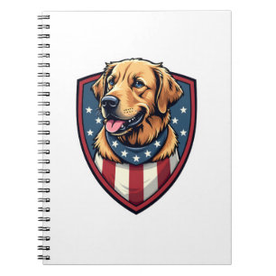 Patriotic Dog Dad Golden Retriever Engraving Shirt Notebook