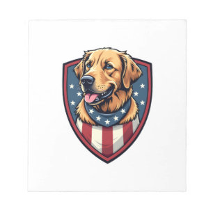 Patriotic Dog Dad Golden Retriever Engraving Shirt Notepad