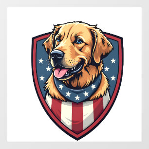 Patriotic Dog Dad Golden Retriever Engraving Shirt Window Cling