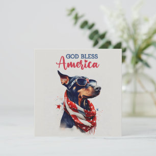 Patriotic Dog- Doberman 4th of July Card