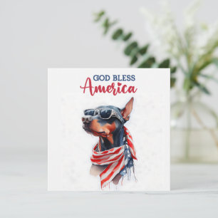 Patriotic Dog- Doberman 4th of July Card