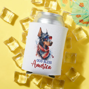 Patriotic Dog- Doberman Can Cooler