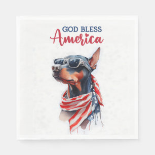 Patriotic Dog- Doberman Napkin