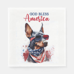 Patriotic Dog- Doberman Napkin
