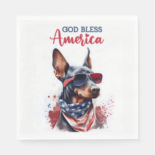 Patriotic Dog- Doberman Napkin (Front)