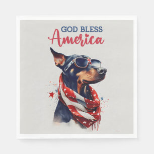 Patriotic Dog- Doberman Napkin