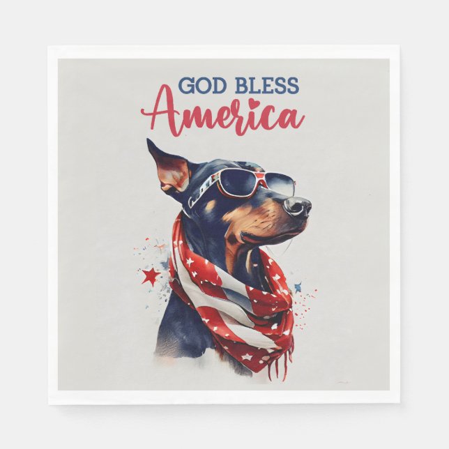 Patriotic Dog- Doberman Napkin (Front)