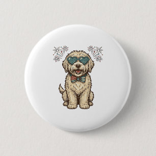 Patriotic Dog Fireworks Vintage Shirt Design (2)_1 2 Inch Round Button