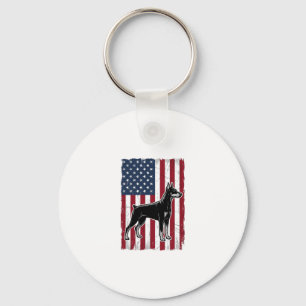 Patriotic Dog Flag Vintage Vector Shirt Design_1 Keychain